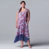 Plus Size Simply Vera Vera Wang Maxi Chemise with Chiffon Trim -Simply Vera Vera Wang Shop 5047910 Lt Blue Floral