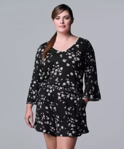 Plus Size Simply Vera Vera Wang 3/4 Sleeve Pajama Top & Pajama Boxer Shorts Set -Simply Vera Vera Wang Shop 5047911 ALT2