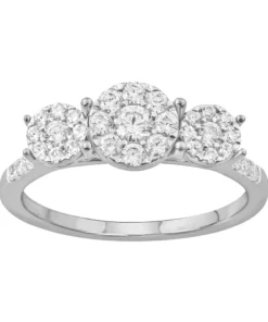 Simply Vera Vera Wang 14k Gold 1/2 Carat T.W. Diamond Halo 3-Cluster Engagement Ring