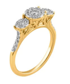 Simply Vera Vera Wang 14k Gold 1/2 Carat T.W. Diamond Halo 3-Cluster Engagement Ring -Simply Vera Vera Wang Shop 5115278 ALT