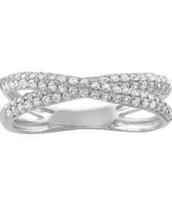 Simply Vera Vera Wang 14k White Gold 1/2 Carat T.W. Diamond Crossover Fashion Ring