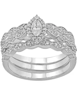 Simply Vera Vera Wang 14k White Gold 1/2 Carat T.W. Diamond Marquise Engagement Ring Trio Set