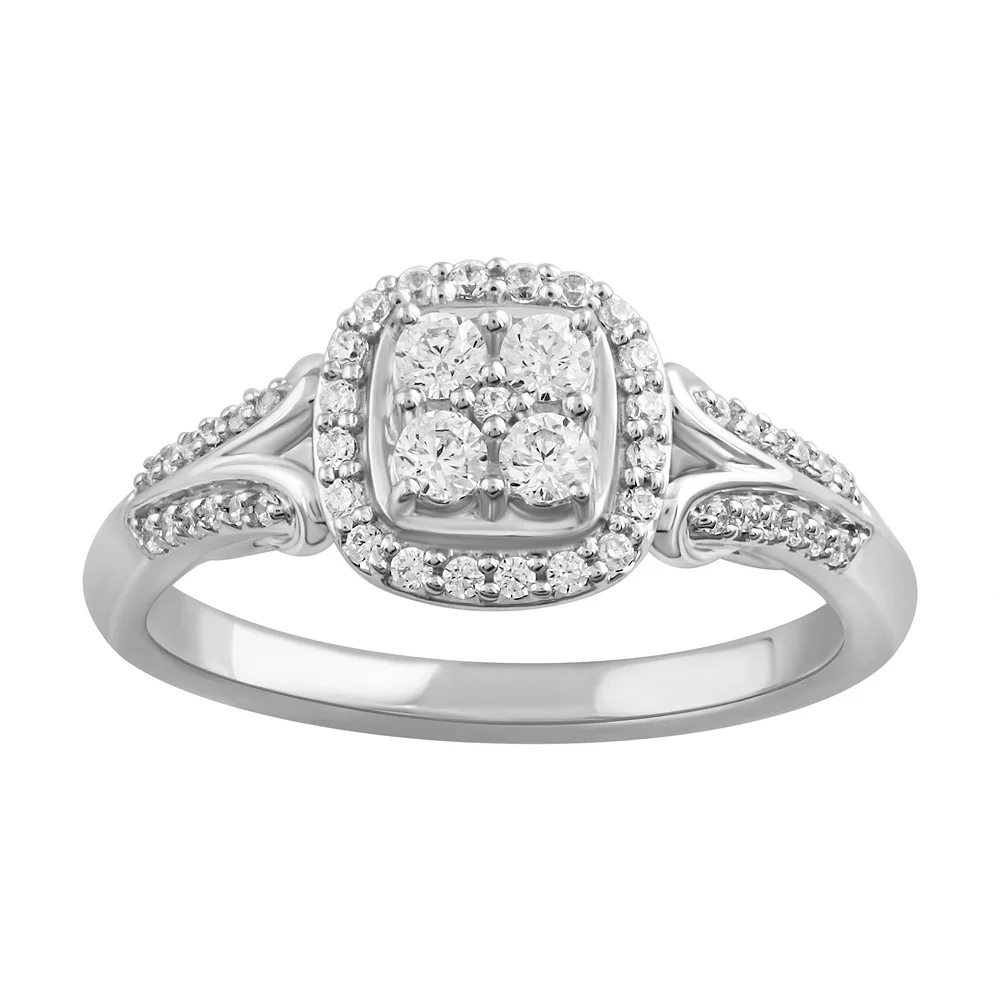 Simply Vera Vera Wang 14k White Gold 1/3 Carat T.W. Diamond Cluster Engagement Ring 3 Simply Vera Vera Wang 14k White Gold 1/3 Carat T.W. Diamond Cluster Engagement Ring