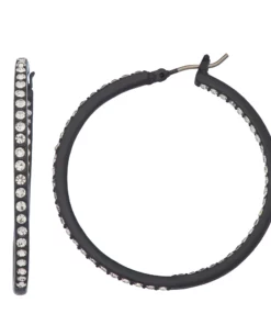 Simply Vera Vera Wang Large Black Simulated Crystal Hoop Earrings