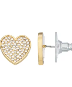 Simply Vera Vera Wang Gold Tone Pave Heart Stud Earrings