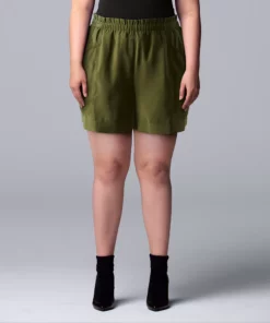 Plus Size Simply Vera Vera Wang High-Waisted Soft Shorts -Simply Vera Vera Wang Shop 5236307 Olive Landis