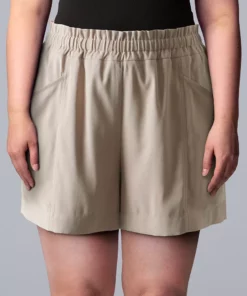 Petite Simply Vera Vera Wang High-Waist Soft Shorts -Simply Vera Vera Wang Shop 5237218 Kaira Khaki