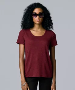 Women's Simply Vera Vera Wang Relaxed Fit Textured Tee -Simply Vera Vera Wang Shop 5239292 Aged Wine