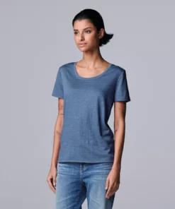 Women's Simply Vera Vera Wang Relaxed Fit Textured Tee -Simply Vera Vera Wang Shop 5239292 Gray Blue