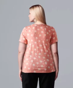 Plus Size Simply Vera Vera Wang Scoopneck Print Tee -Simply Vera Vera Wang Shop 5256625 ALT