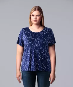 Plus Size Simply Vera Vera Wang Scoopneck Print Tee -Simply Vera Vera Wang Shop 5256625 Bespeckle Mix