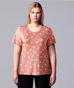 Plus Size Simply Vera Vera Wang Scoopneck Print Tee -Simply Vera Vera Wang Shop 5256625 Ditsy Drip