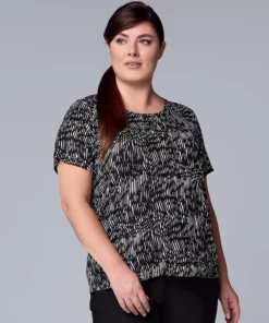 Plus Size Simply Vera Vera Wang Scoopneck Print Tee -Simply Vera Vera Wang Shop 5256625 Graphic Abstract