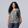 Plus Size Simply Vera Vera Wang Scoopneck Print Tee -Simply Vera Vera Wang Shop 5256625 Graphic Lace