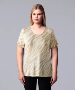 Plus Size Simply Vera Vera Wang Scoopneck Print Tee -Simply Vera Vera Wang Shop 5256625 Soft Tiger