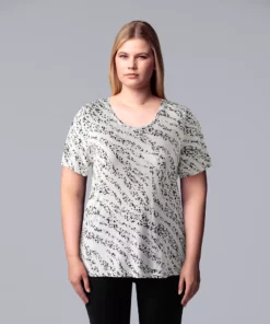 Plus Size Simply Vera Vera Wang Scoopneck Print Tee -Simply Vera Vera Wang Shop 5256625 Tiger Ditsy