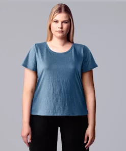 Plus Size Simply Vera Vera Wang Relaxed Scoopneck Tee -Simply Vera Vera Wang Shop 5256626 Gray Blue