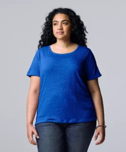 Plus Size Simply Vera Vera Wang Relaxed Scoopneck Tee -Simply Vera Vera Wang Shop 5256626 Vera Blue