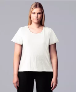 Plus Size Simply Vera Vera Wang Relaxed Scoopneck Tee -Simply Vera Vera Wang Shop 5256626 White Knight