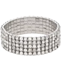Simply Vera Vera Wang Silver Tone Simulated Crystal Wide Stretch Bracelet