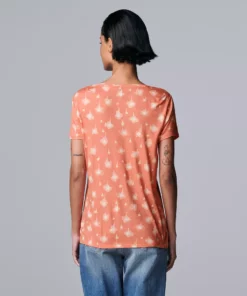 Petite Simply Vera Vera Wang Printed Short Sleeve Tee -Simply Vera Vera Wang Shop 5256811 ALT