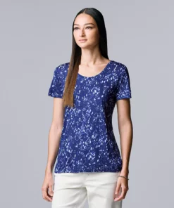 Petite Simply Vera Vera Wang Printed Short Sleeve Tee -Simply Vera Vera Wang Shop 5256811 Bespeckle Mix