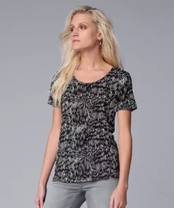 Petite Simply Vera Vera Wang Printed Short Sleeve Tee -Simply Vera Vera Wang Shop 5256811 Graphic Abstract