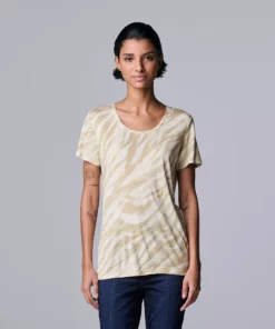 Petite Simply Vera Vera Wang Printed Short Sleeve Tee -Simply Vera Vera Wang Shop 5256811 Soft Tiger