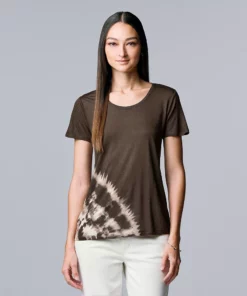 Petite Simply Vera Vera Wang Printed Short Sleeve Tee -Simply Vera Vera Wang Shop 5256811 Spiral Dye