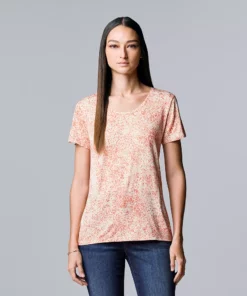 Petite Simply Vera Vera Wang Printed Short Sleeve Tee -Simply Vera Vera Wang Shop 5256811 Sprinkle Texture A