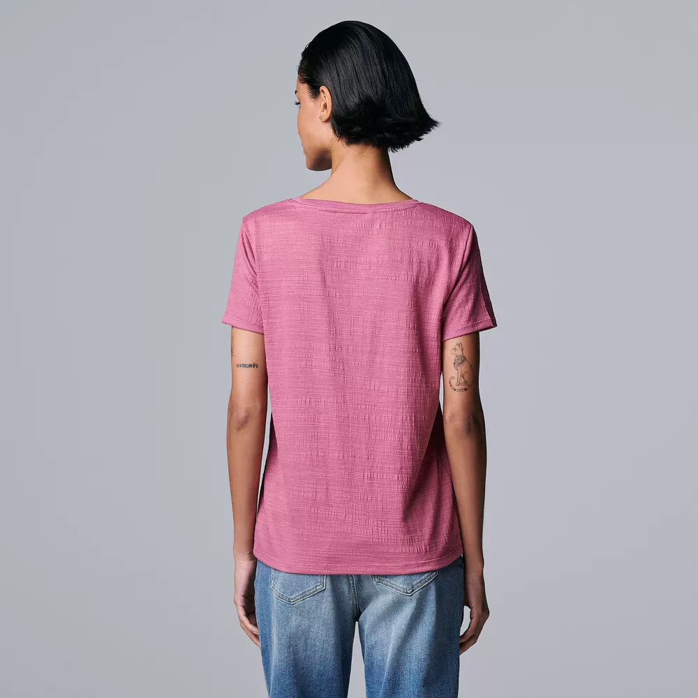 Petite Simply Vera Vera Wang Textured Relaxed Fit Tee 5 Petite Simply Vera Vera Wang Textured Relaxed Fit Tee - Image 3