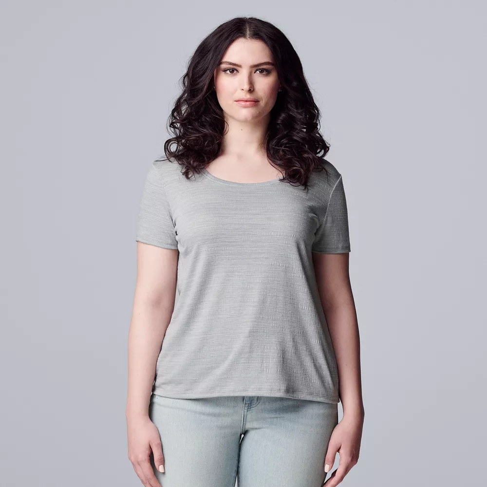 Petite Simply Vera Vera Wang Textured Relaxed Fit Tee 6 Petite Simply Vera Vera Wang Textured Relaxed Fit Tee - Image 4