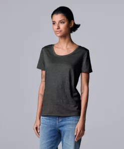 Petite Simply Vera Vera Wang Textured Relaxed Fit Tee