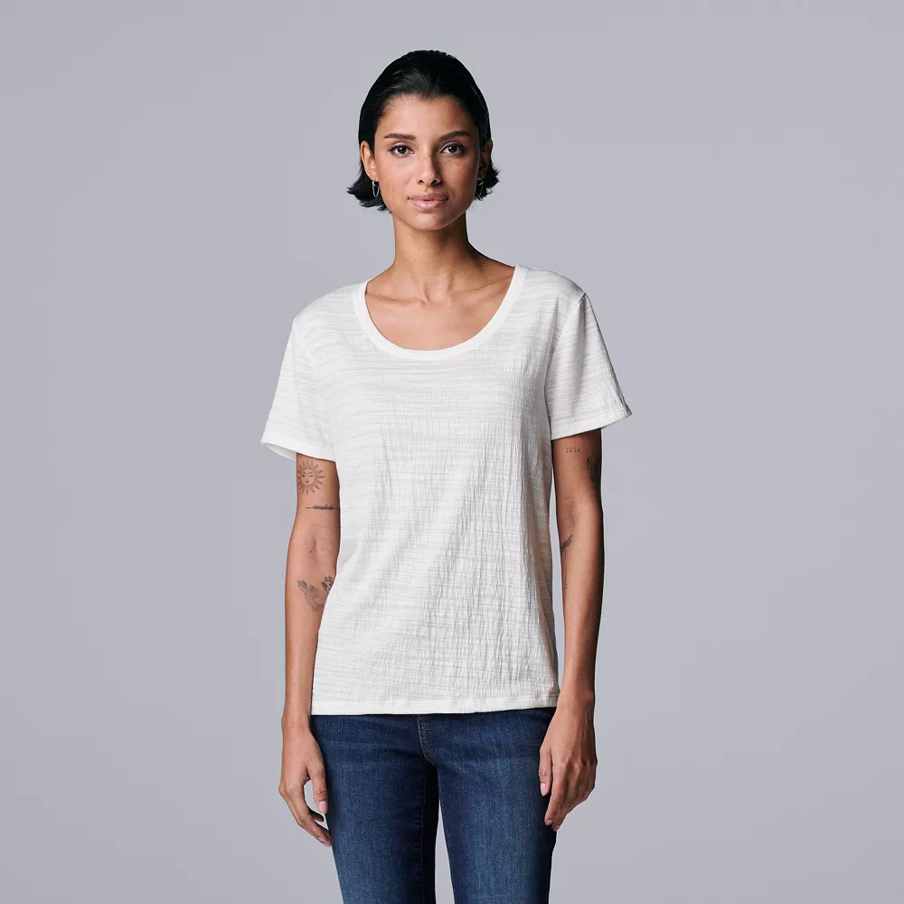 Petite Simply Vera Vera Wang Textured Relaxed Fit Tee 4 Petite Simply Vera Vera Wang Textured Relaxed Fit Tee - Image 2