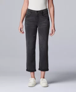 Women's Simply Vera Vera Wang Relaxed Boyfriend Jean Capri -Simply Vera Vera Wang Shop 5257118 Raven