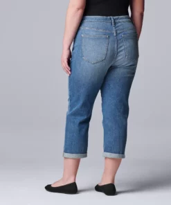 Plus Size Simply Vera Vera Wang Relaxed Boyfriend Crop Jeans -Simply Vera Vera Wang Shop 5261351 ALT