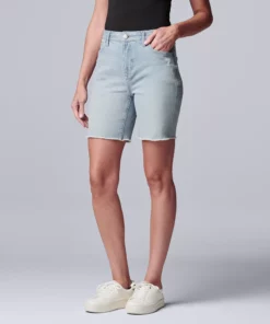Women's Simply Vera Vera Wang High-Waisted 7" Bermuda Denim Shorts