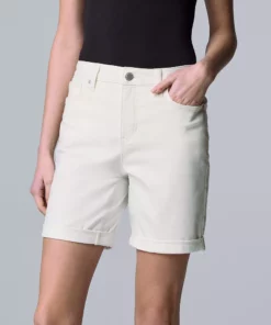 Women's Simply Vera Vera Wang High-Waisted 7" Bermuda Denim Shorts -Simply Vera Vera Wang Shop 5262173 White