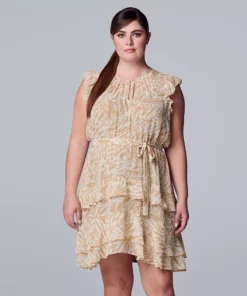 Plus Size Simply Vera Vera Wang Tiered Sleeveless Dress