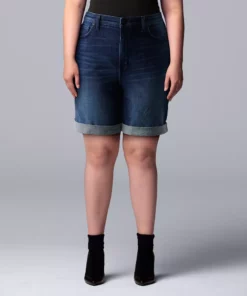 Plus Size Simply Vera Vera Wang High-Waisted 7-in. Denim Shorts