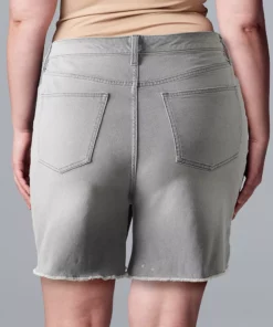 Plus Size Simply Vera Vera Wang High-Waisted 7" Denim Shorts -Simply Vera Vera Wang Shop 5286746 ALT