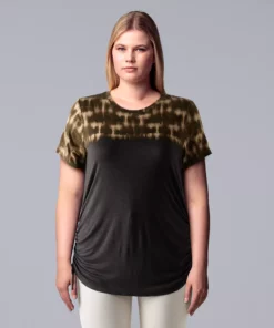 Plus Size Simply Vera Vera Wang Solid Side Ruched Tee -Simply Vera Vera Wang Shop 5516173 Alluring Dip Dye