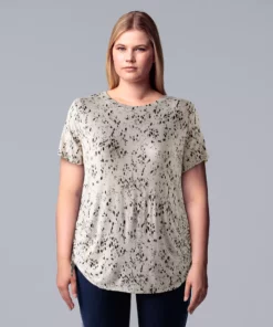 Plus Size Simply Vera Vera Wang Solid Side Ruched Tee -Simply Vera Vera Wang Shop 5516173 Speckle