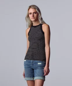 Simply Vera Vera Wang Essential Tank 22 Simply Vera Vera Wang Essential Tank -Simply Vera Vera Wang Shop 5518644 Black White Stripe