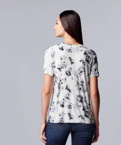 Women's Simply Vera Vera Wang Ruched Sleeve Tee -Simply Vera Vera Wang Shop 5518759 ALT