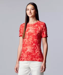 Women's Simply Vera Vera Wang Ruched Sleeve Tee