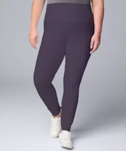 Plus Size Simply Vera Vera Wang Live-In High Rise Shaping Leggings -Simply Vera Vera Wang Shop 5526441 Plum
