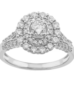 Simply Vera Vera Wang 14k White Gold 1 Carat T.W. Round Cut Diamond Cluster Engagement Ring