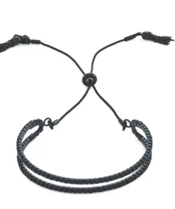 Simply Vera Vera Wang Black Pave Two Row Adjustable Bracelet