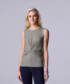 Women's Simply Vera Vera Wang Twist-Front Tank -Simply Vera Vera Wang Shop 5561348 Medium Heather